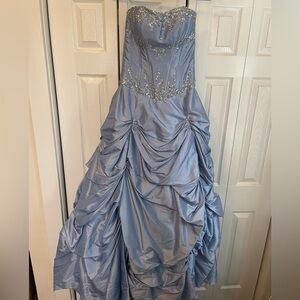 Strapless Light Blue Dress with Sparkle Details